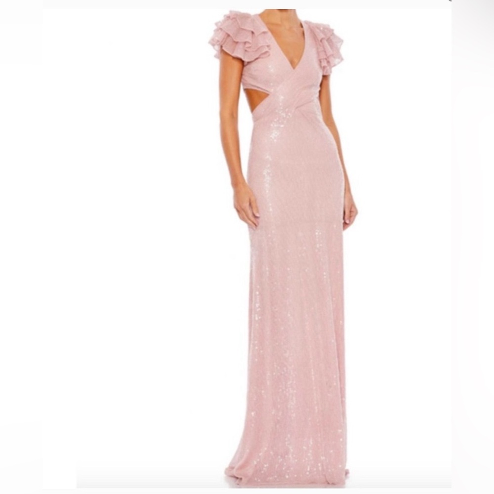 Mac Duggal Pink Sequin Backless Dress